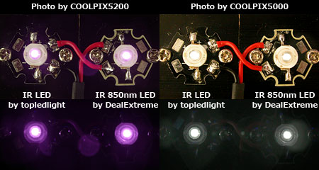 DealExtremeとtopledlightから購入した赤外線IR-LEDの点灯テスト