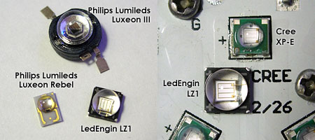 LedEngin UV LEDのサイズ比較