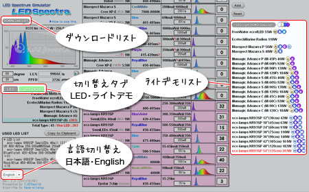 LEDスペクトラ2.3 メイン画面