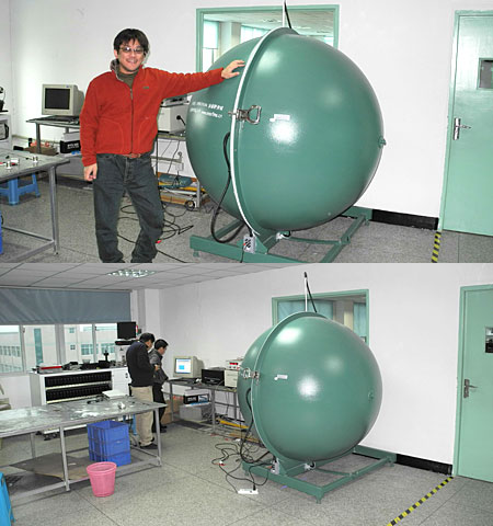 照明機器の光束・スペクトルを計測する積分球システム