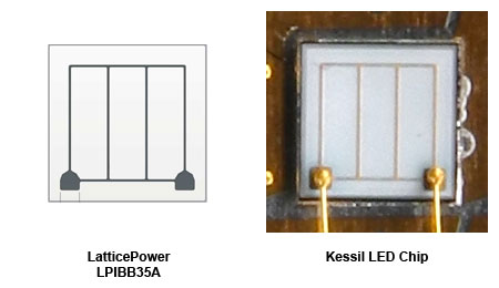 LatticePower社 LPIBB35Aチップと、Kessil採用のLEDチップ