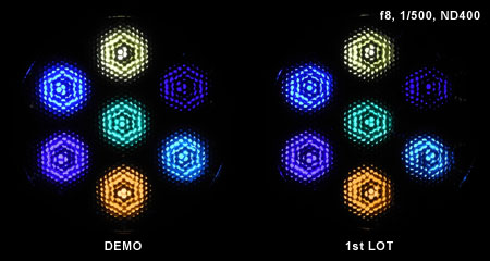 LeDio RS073 ReefUV 発光色(光量)比較