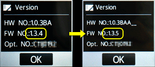 ファームウェア1.3.4 → 1.3.5 ファームウェア1.3.4 → 1.3.5