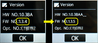 ファームウェア1.3.4 → 1.3.5