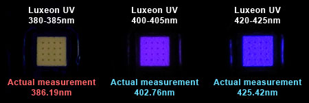 Philips Lumileds Luxeon UVの発光時のチップ色